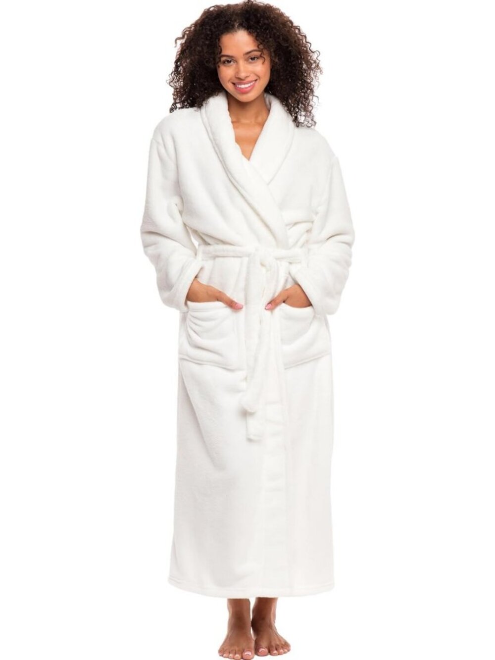 Cozy Women's Plush Fleece Bathrobe with Pockets | Long Soft Robe for Comfort